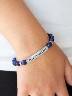 Paparazzi Trust in the Lord Blue Beaded Stretch Bracelet